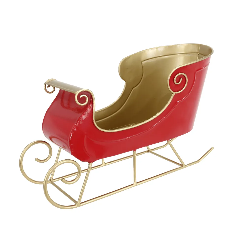 Metal Red and Gold Table Sleigh