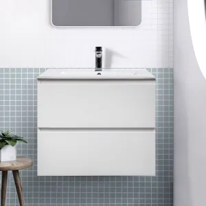 Mia 600mm Wall Hung Bathroom Vanity   Ceramic Top