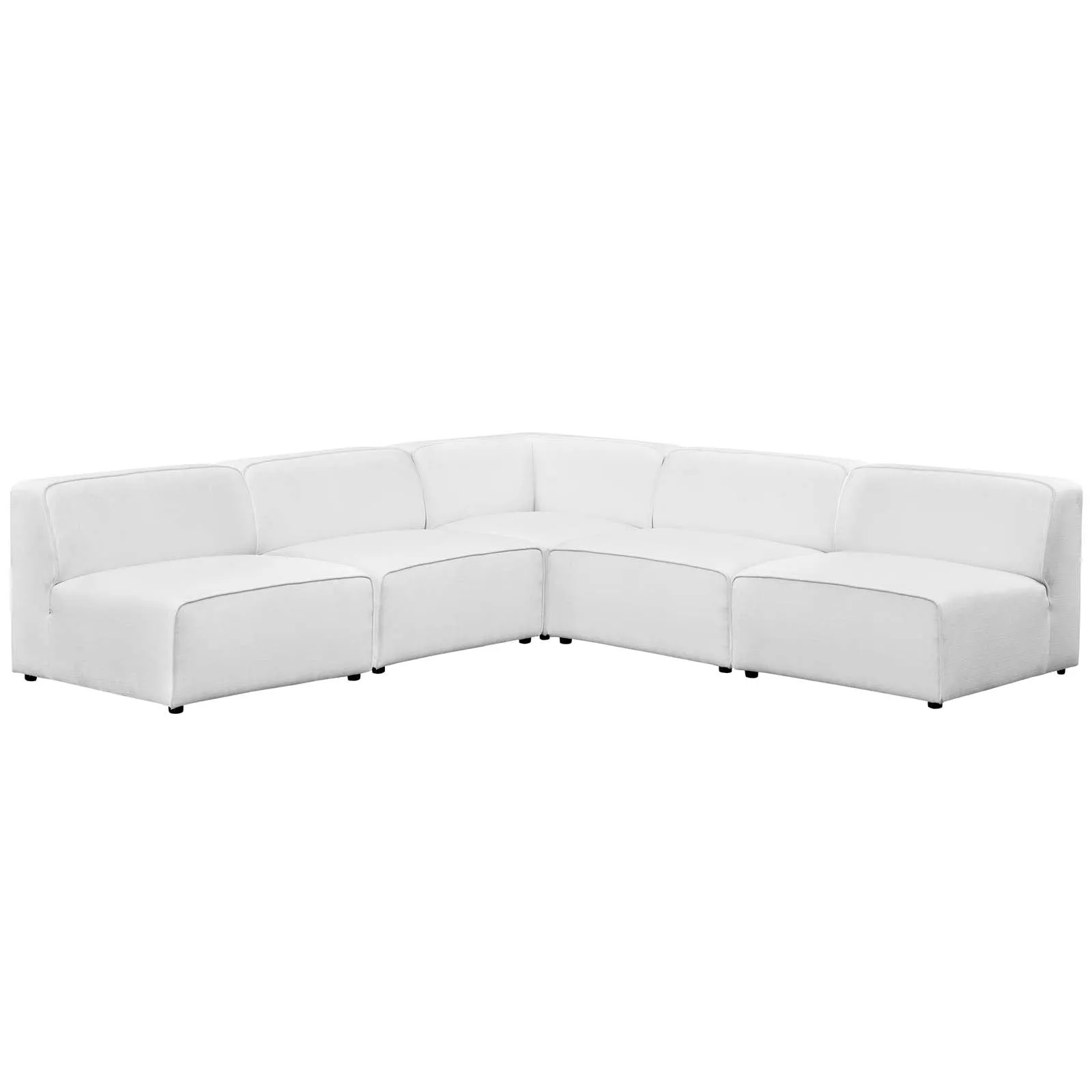 Mingle 5 Piece Upholstered Fabric Armless Sectional Sofa Set