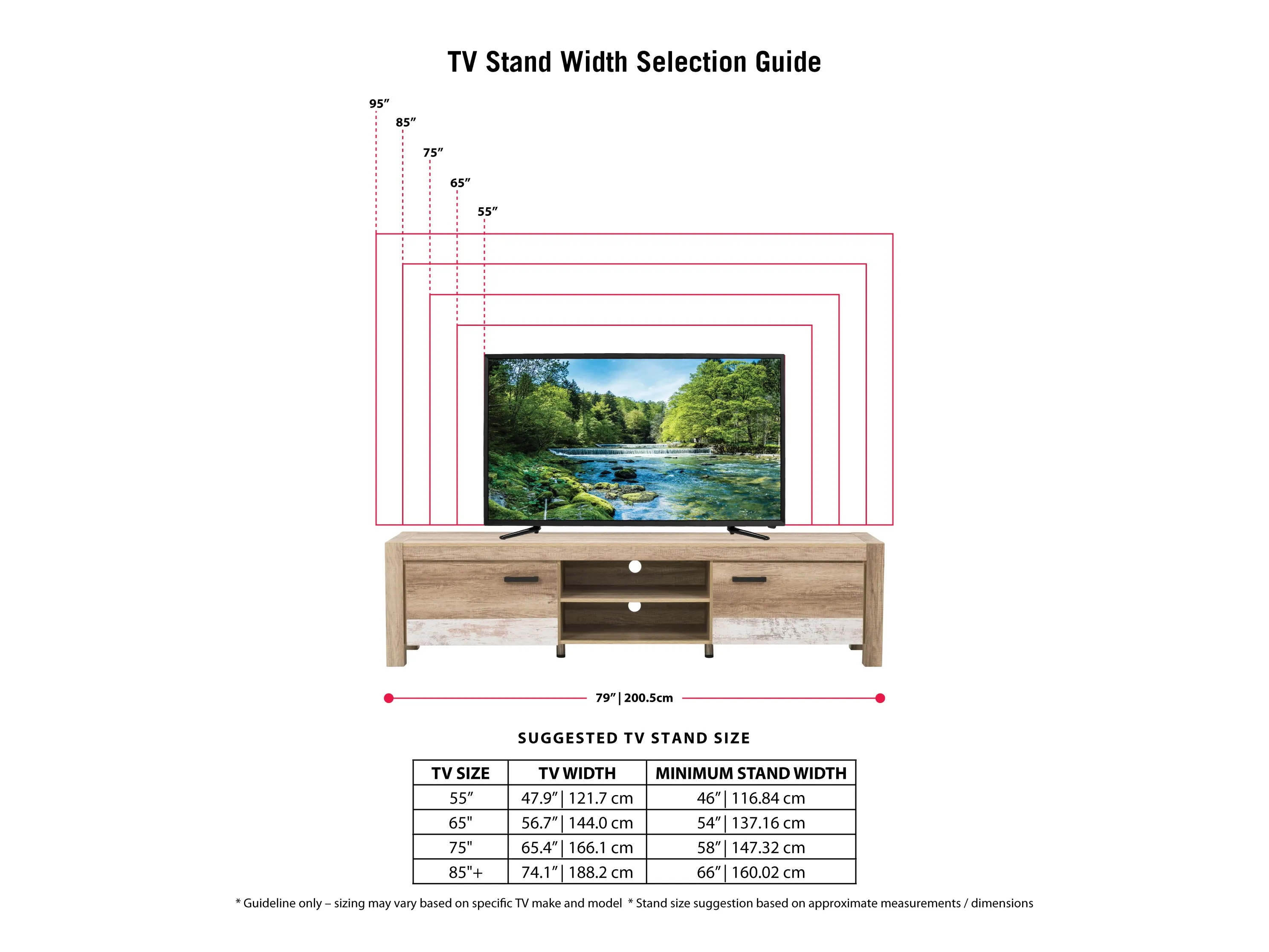 Modern TV Stand with Doors, TVs up to 95"