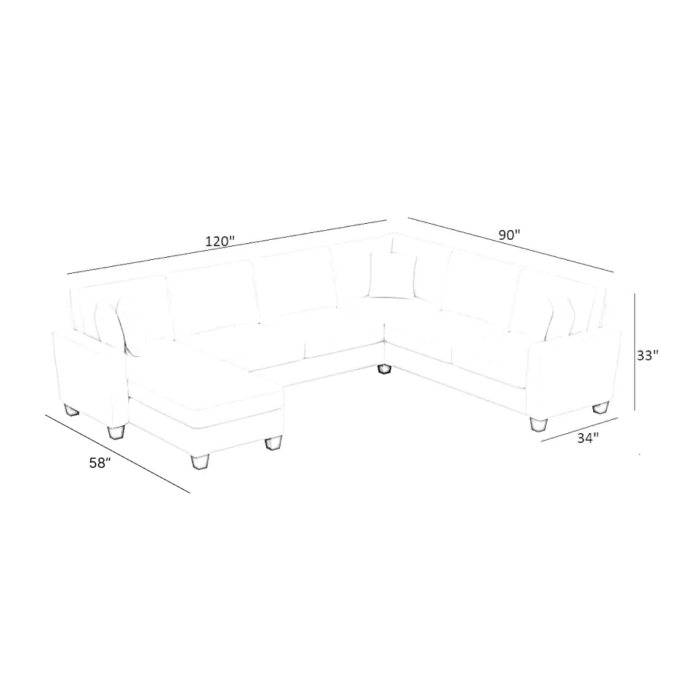 Moscow 7 Seater U Shape Fabric Sofa For Living Room, Bedroom, And Office | 7 Seater U Shaped Sofa