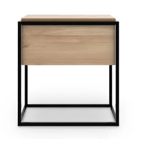 Oak Monolit Bedside Table - Black Metal