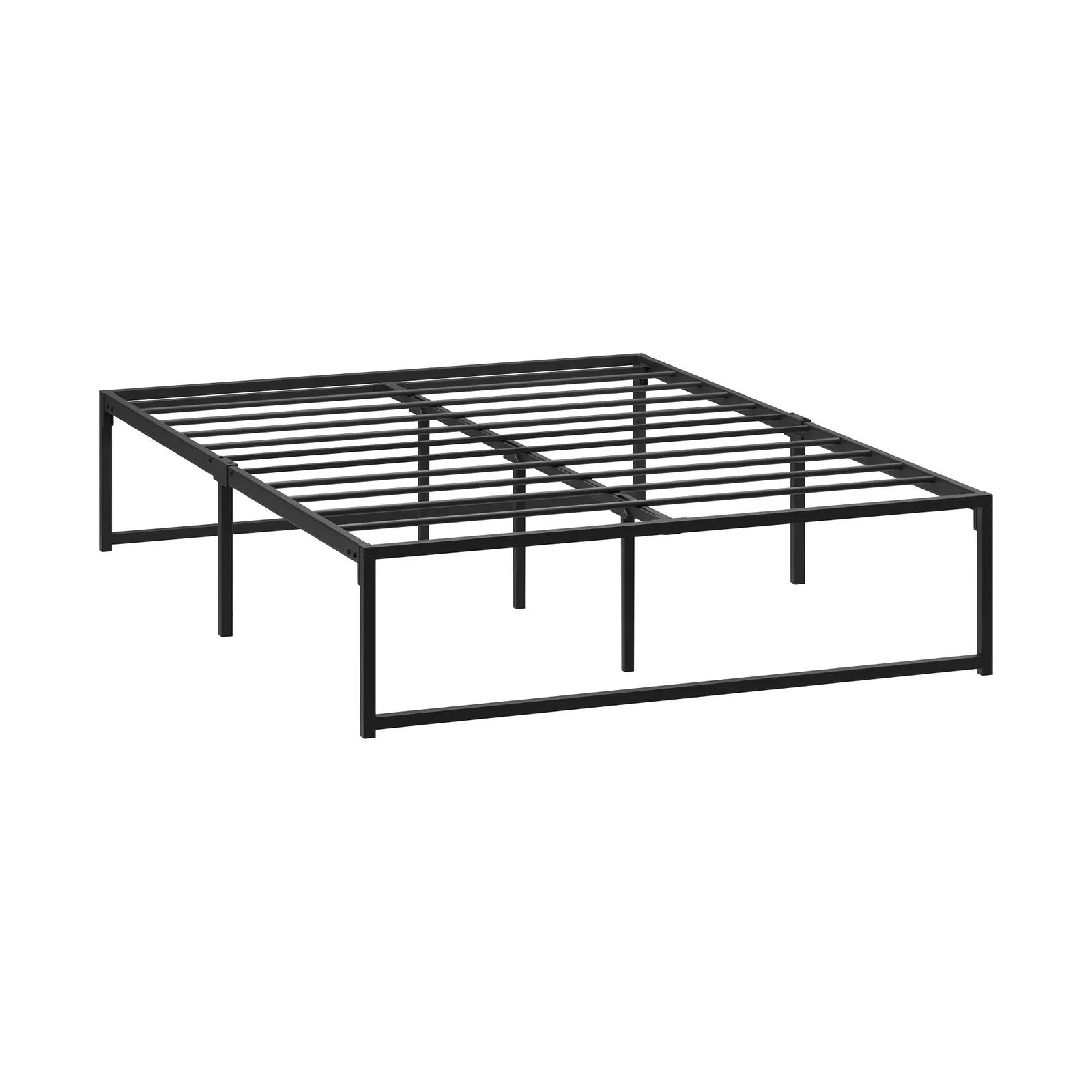 Oikiture Metal Bed Frame Double Size Beds Base Platform Black