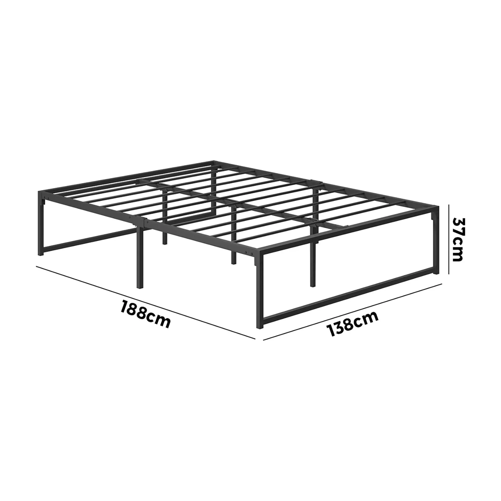 Oikiture Metal Bed Frame Double Size Beds Base Platform Black