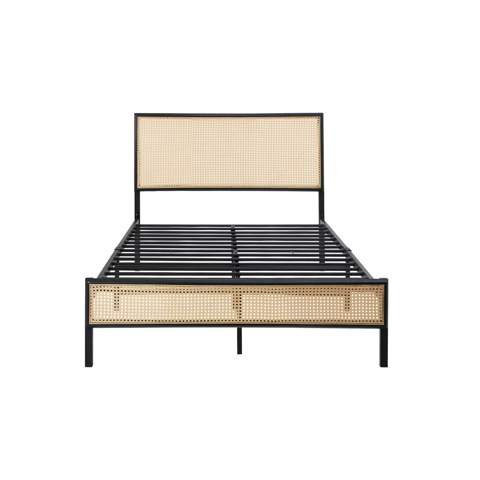 Oikiture Metal Bed Frame King Single Beds Base Platform Rattan