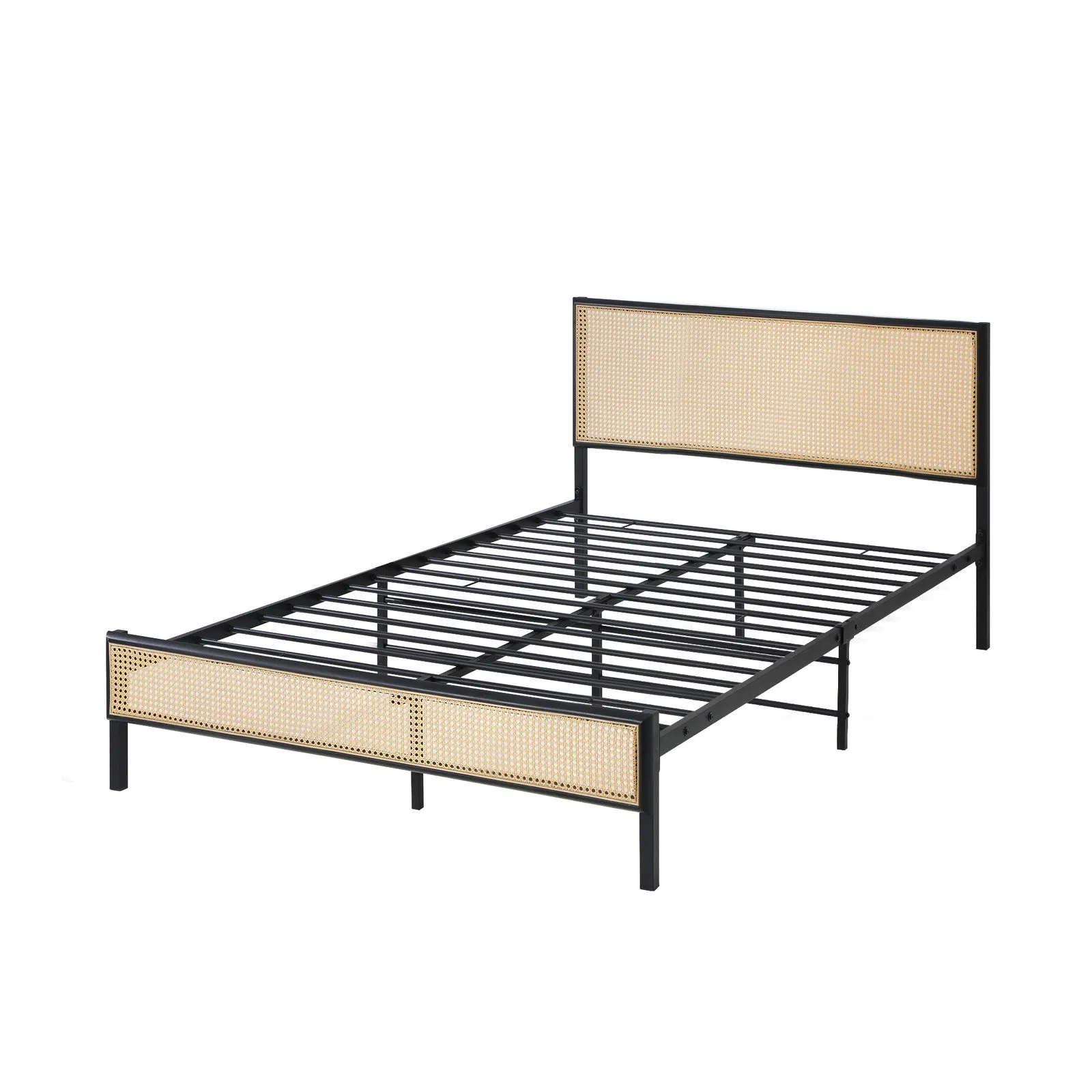 Oikiture Metal Bed Frame King Single Beds Base Platform Rattan