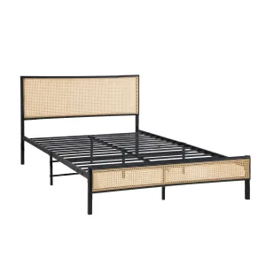 Oikiture Metal Bed Frame King Single Beds Base Platform Rattan