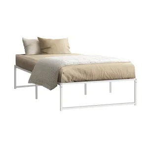 Oikiture Metal Bed Frame King Single Beds Base Platform White