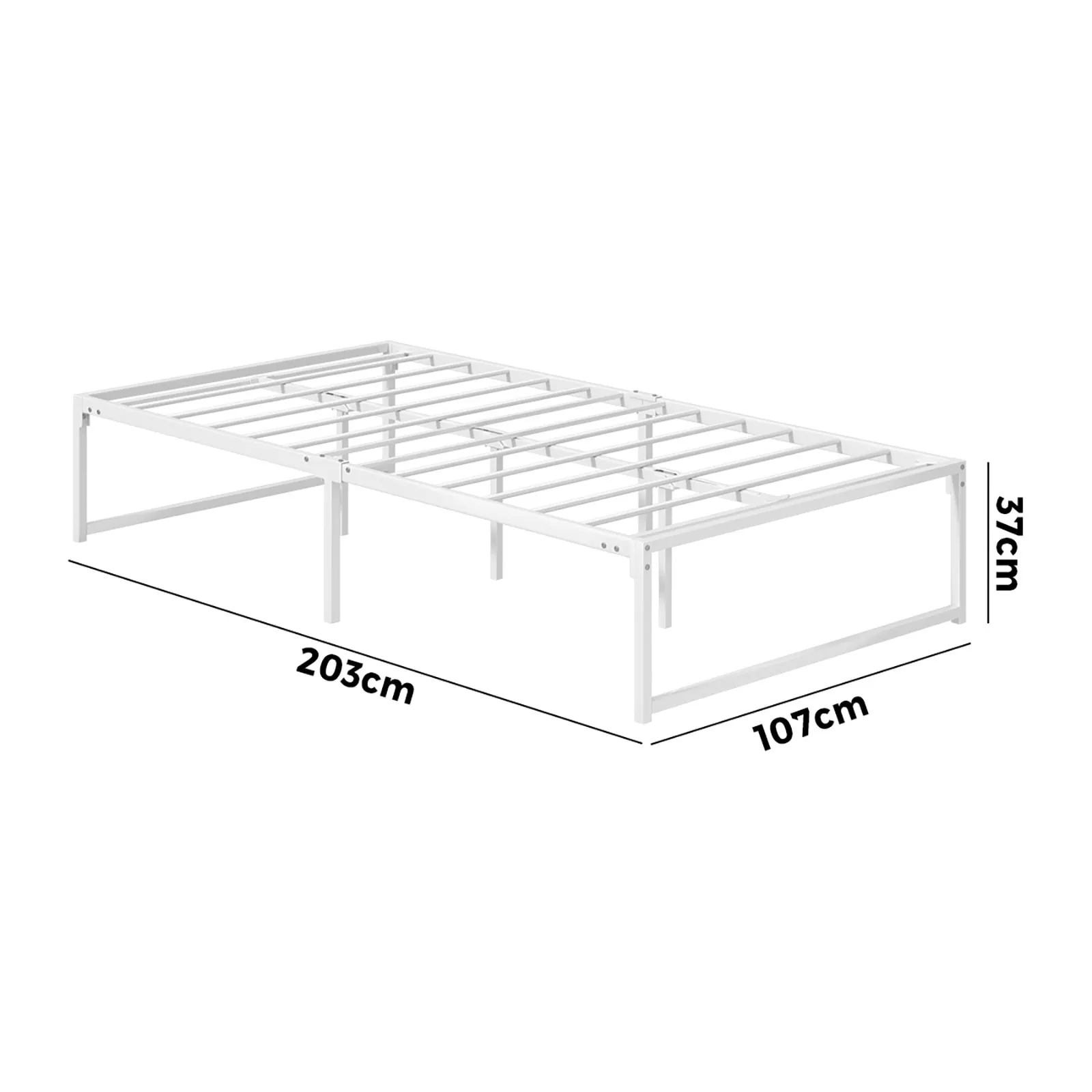 Oikiture Metal Bed Frame King Single Beds Base Platform White