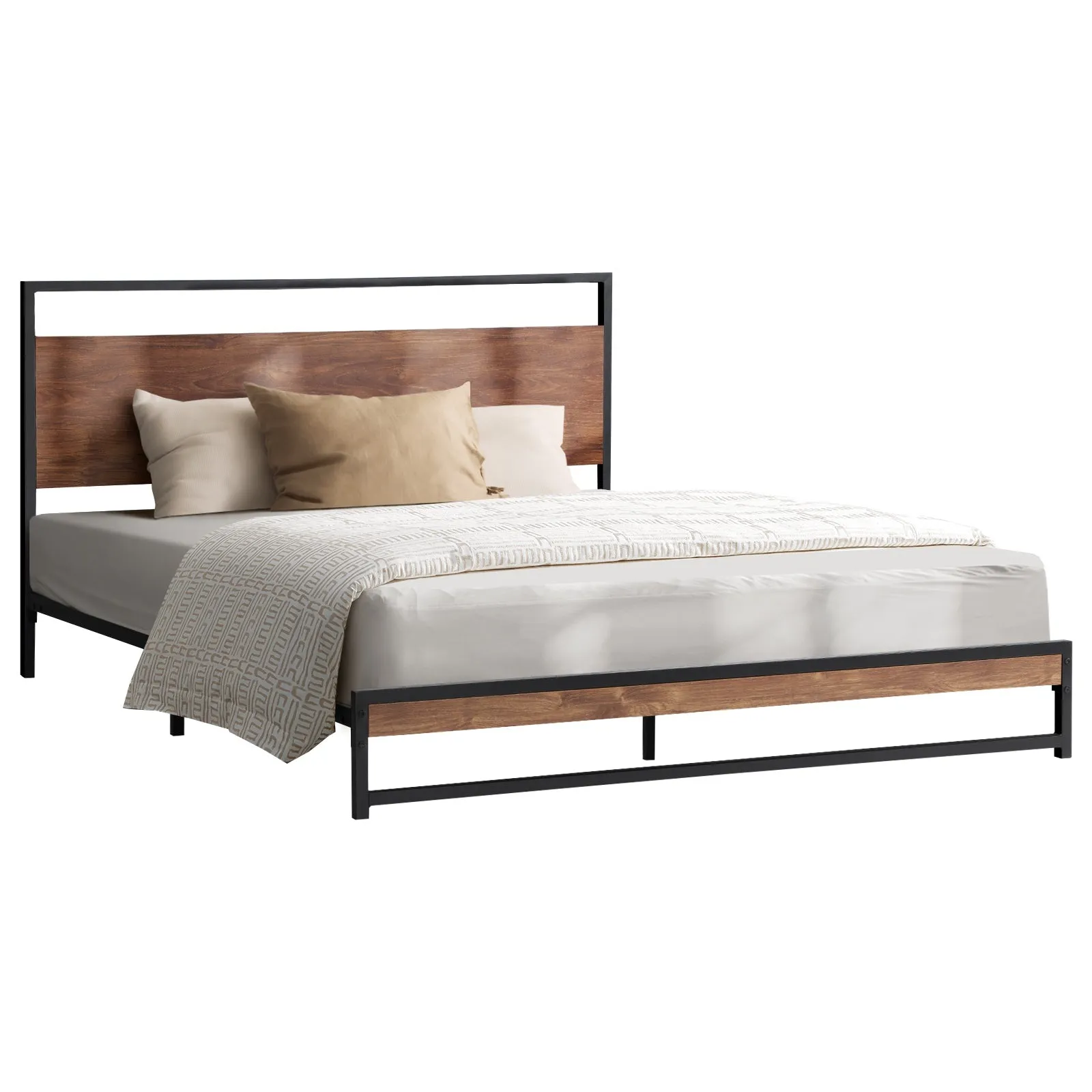 Oikiture Metal Bed Frame King Size Beds Base Platform Wood