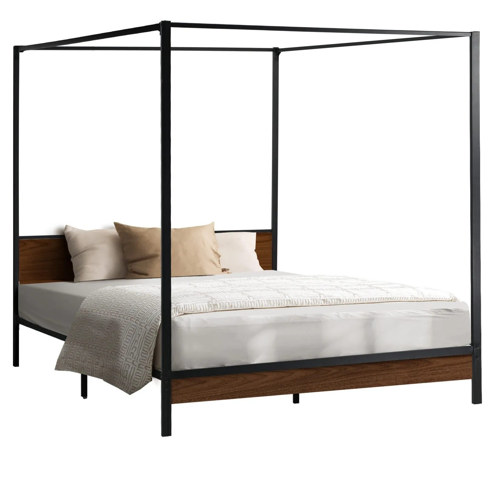 Oikiture Metal Canopy Bed Frame Double Size Beds Platform