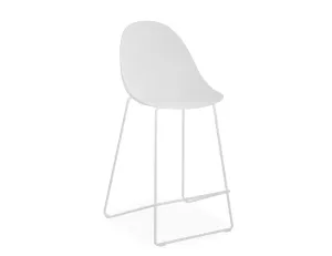 Pebble White Stool Shell Seat - Counter Stool 65cm Seat Height - White Frame