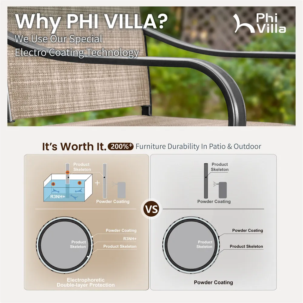 Phi Villa Outdoor Swivel Textilene Bar Stools