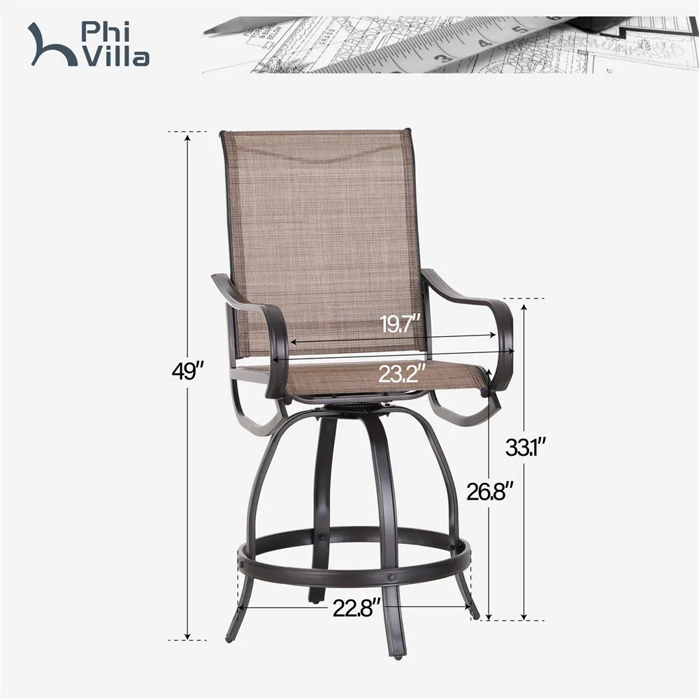 Phi Villa Outdoor Swivel Textilene Bar Stools