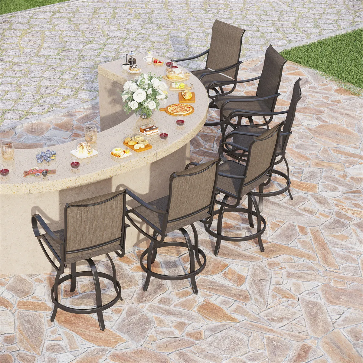 Phi Villa Outdoor Swivel Textilene Bar Stools