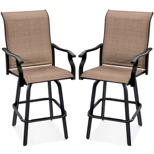 Set of 2 Swivel Barstools w/ 360 Rotation, All-Weather Mesh