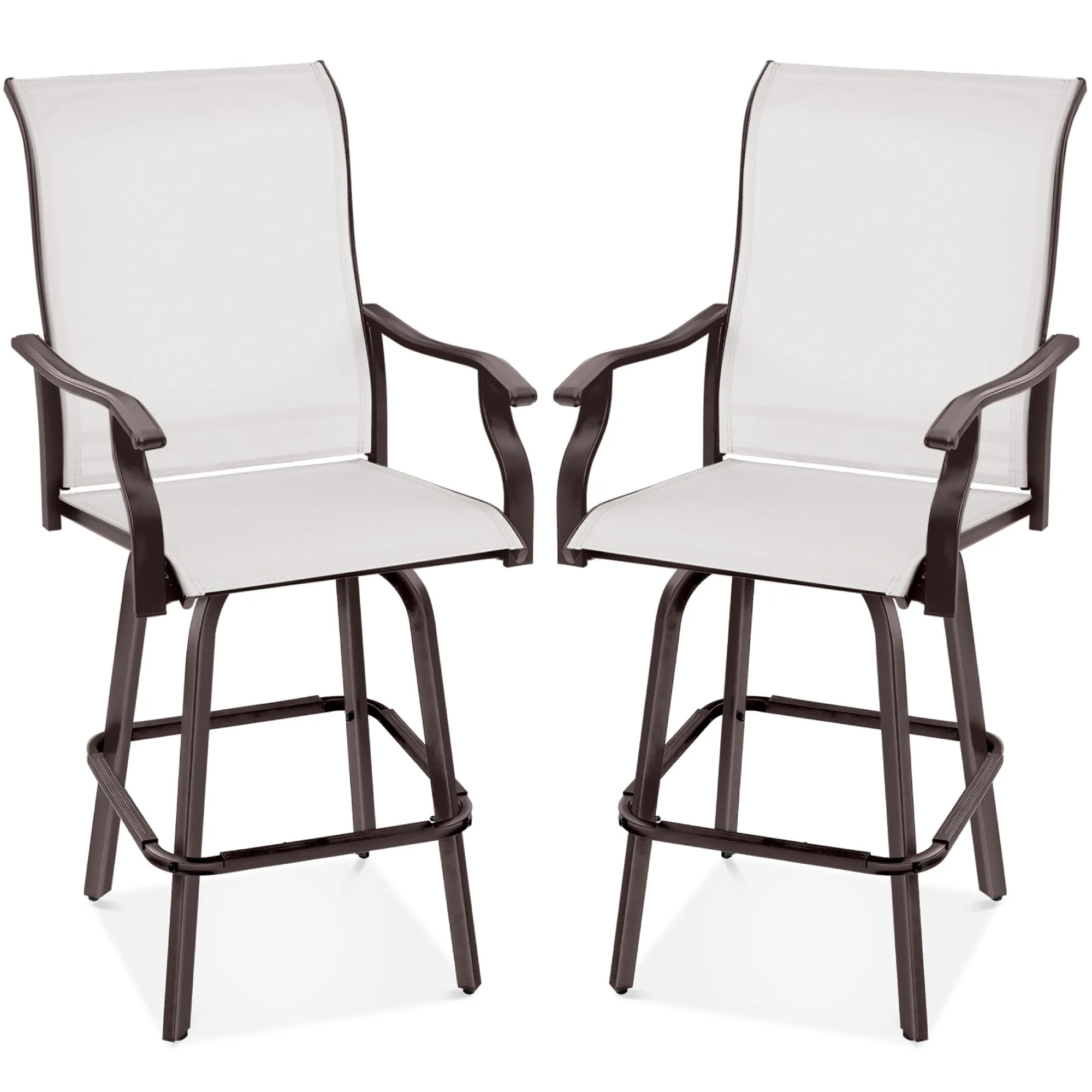 Set of 2 Swivel Barstools w/ 360 Rotation, All-Weather Mesh