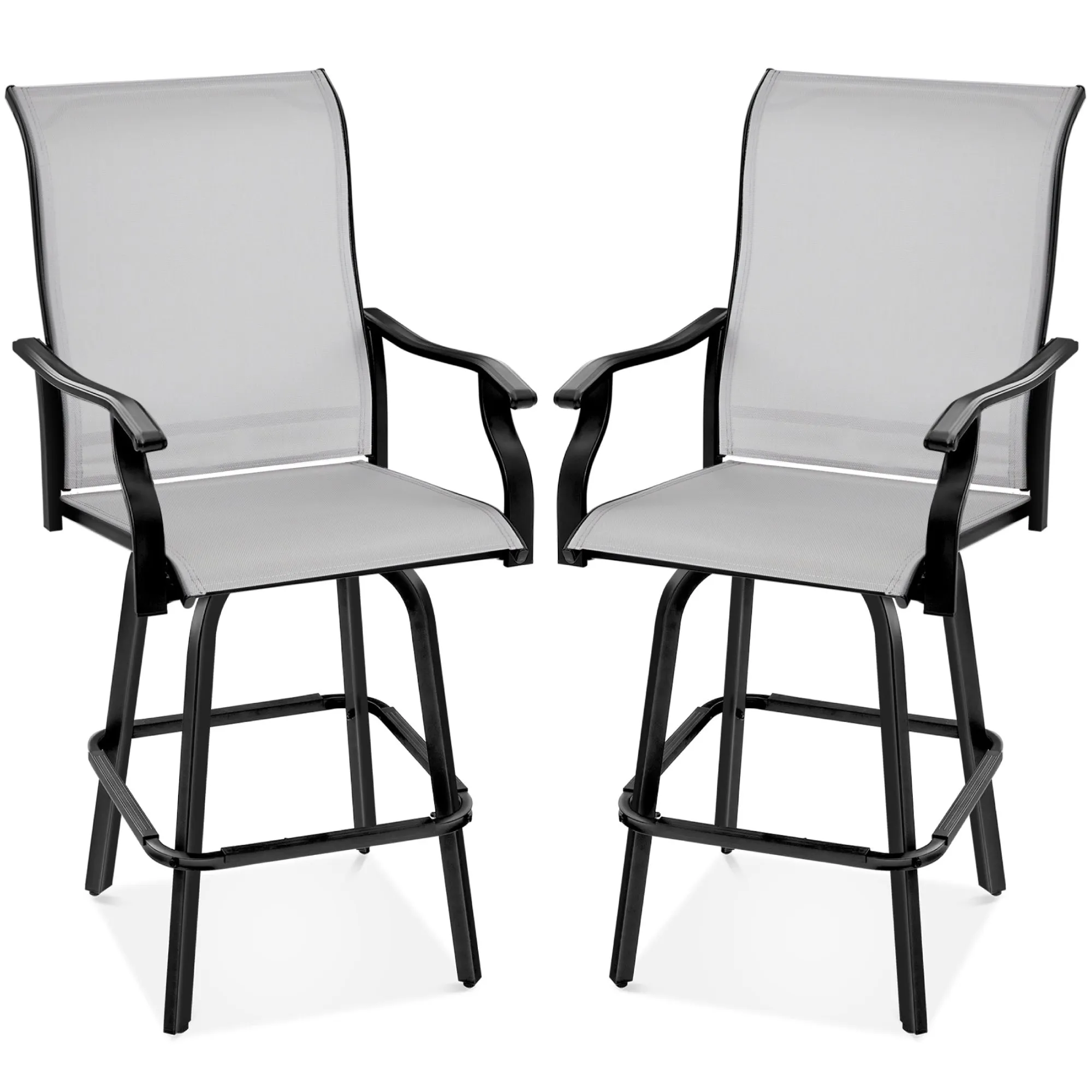 Set of 2 Swivel Barstools w/ 360 Rotation, All-Weather Mesh