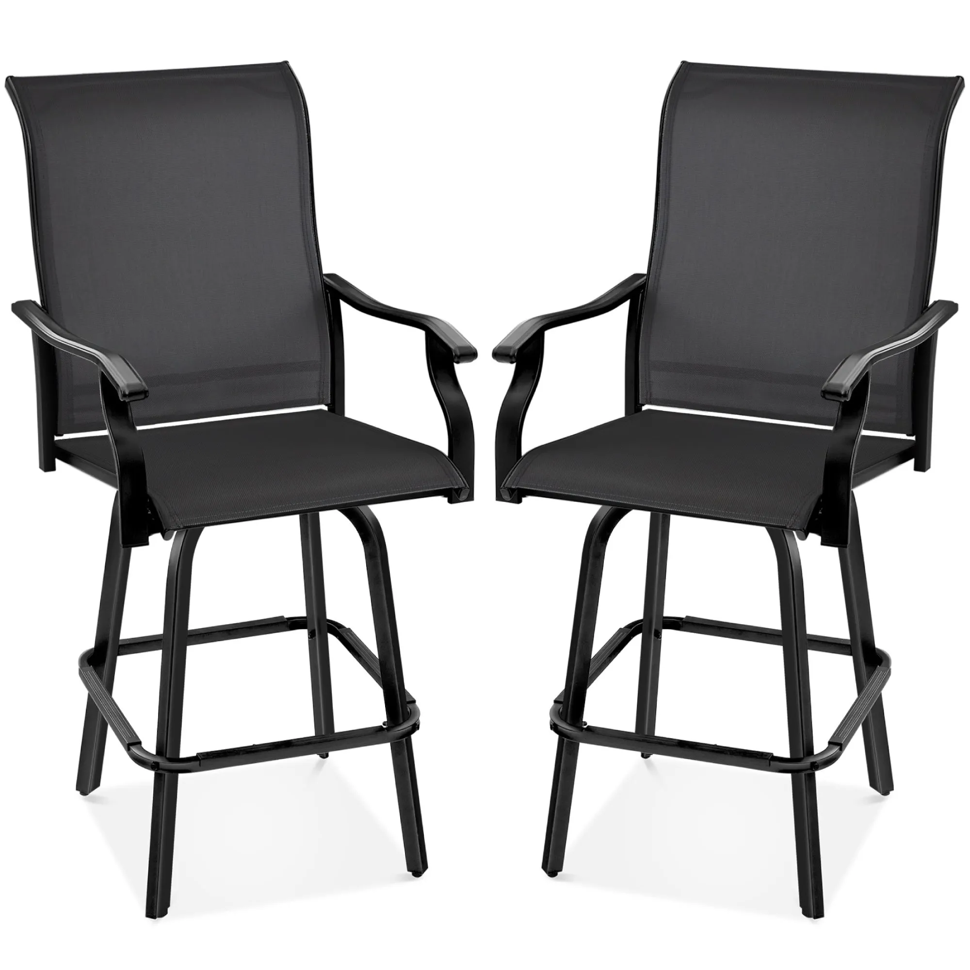 Set of 2 Swivel Barstools w/ 360 Rotation, All-Weather Mesh