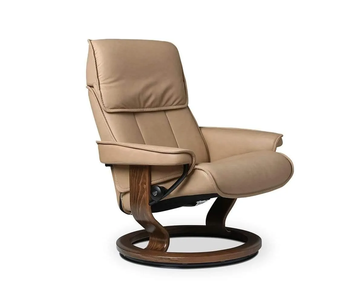 Stressless® Admiral Recliner & Ottoman - Sand