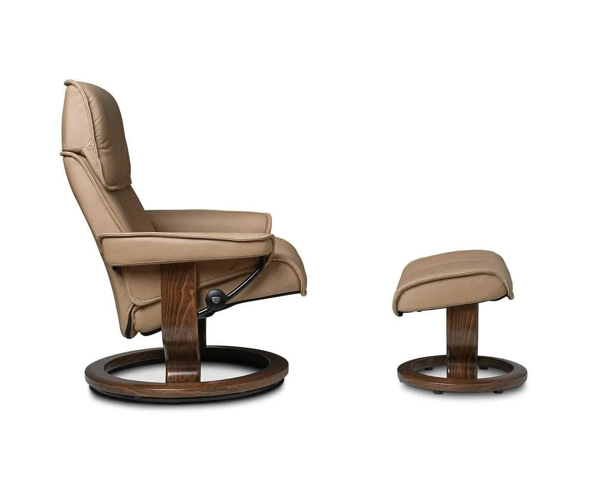 Stressless® Admiral Recliner & Ottoman - Sand