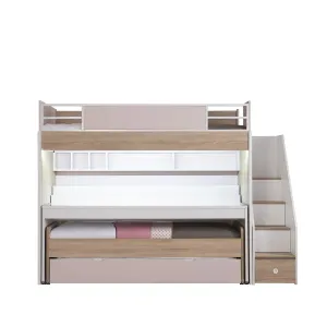 Super Cool New City Loft Bed With Desk - Pink | LED Lights