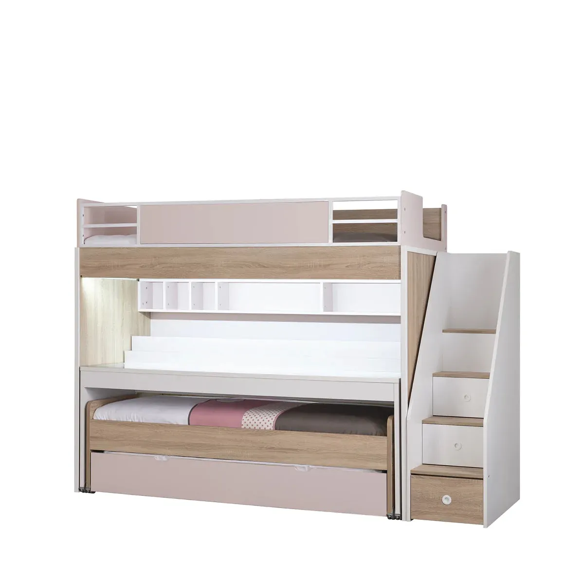 Super Cool New City Loft Bed With Desk - Pink | LED Lights