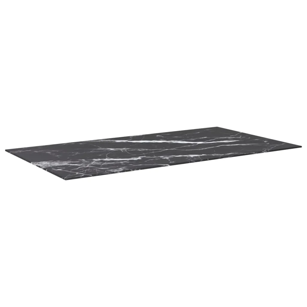 Table Top Black 120x65 cm 8mm Tempered Glass with Marble Design