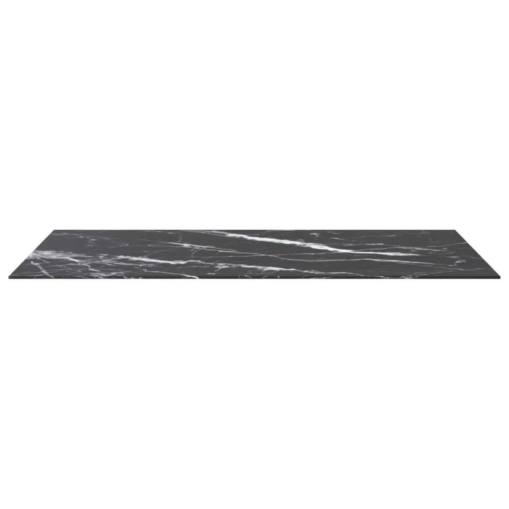 Table Top Black 120x65 cm 8mm Tempered Glass with Marble Design