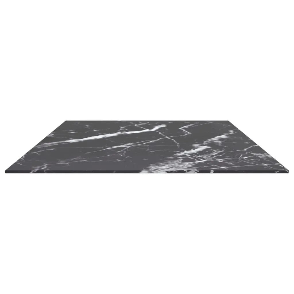 Table Top Black 120x65 cm 8mm Tempered Glass with Marble Design