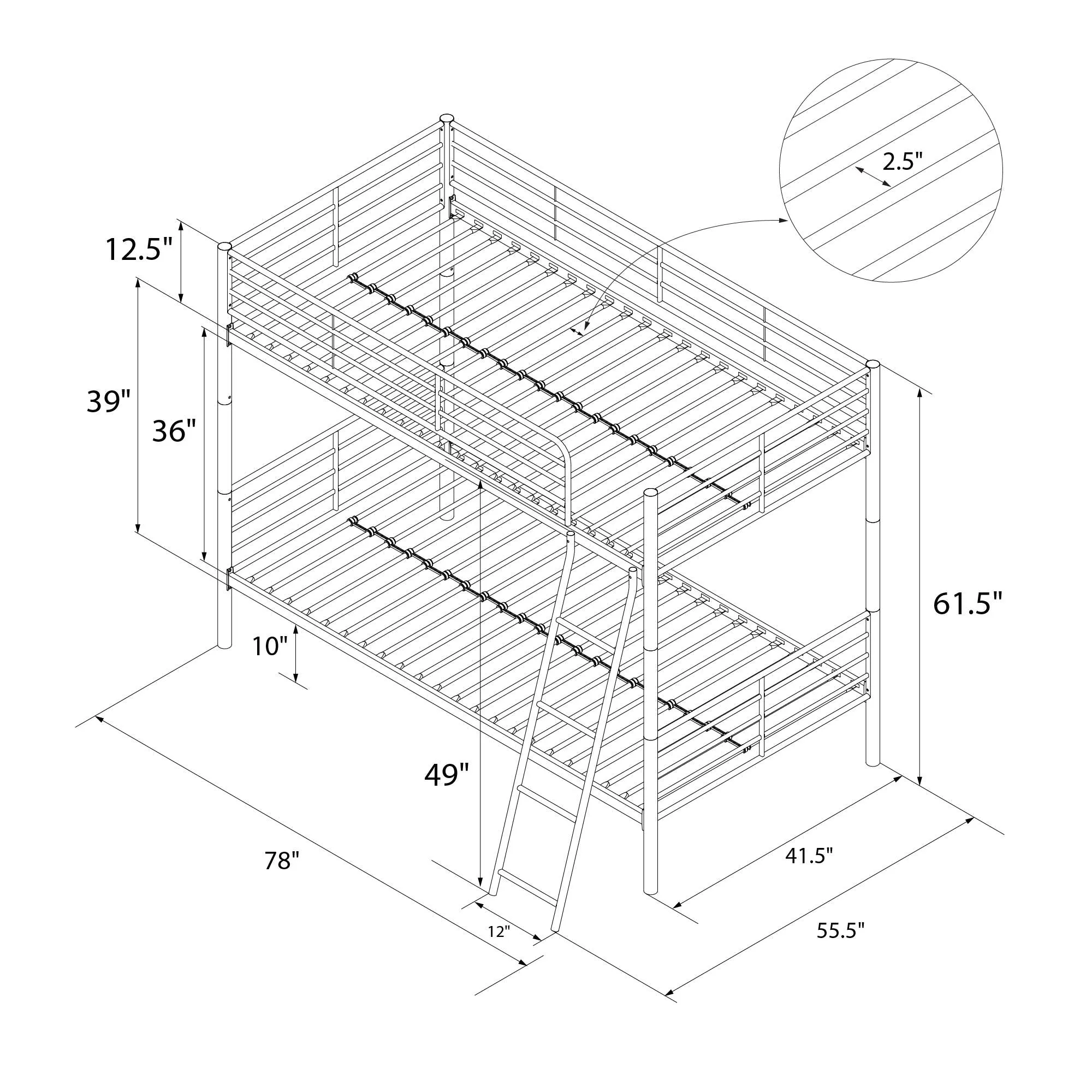 Teddy Convertible Metal Bunk Bed