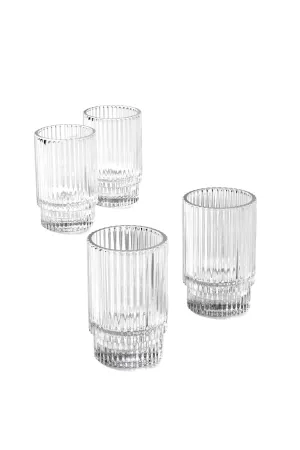 timeless Slim Clear Ribbed Glass Votive Holder, Christmas, Home DÃ©cor, Pack of 24 Pleated Clear 3.75" Tall