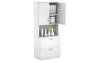 Uniform Small Drawer Lateral Filing Cabinet - Hutch with Doors [ 800W x 750H x 450D]