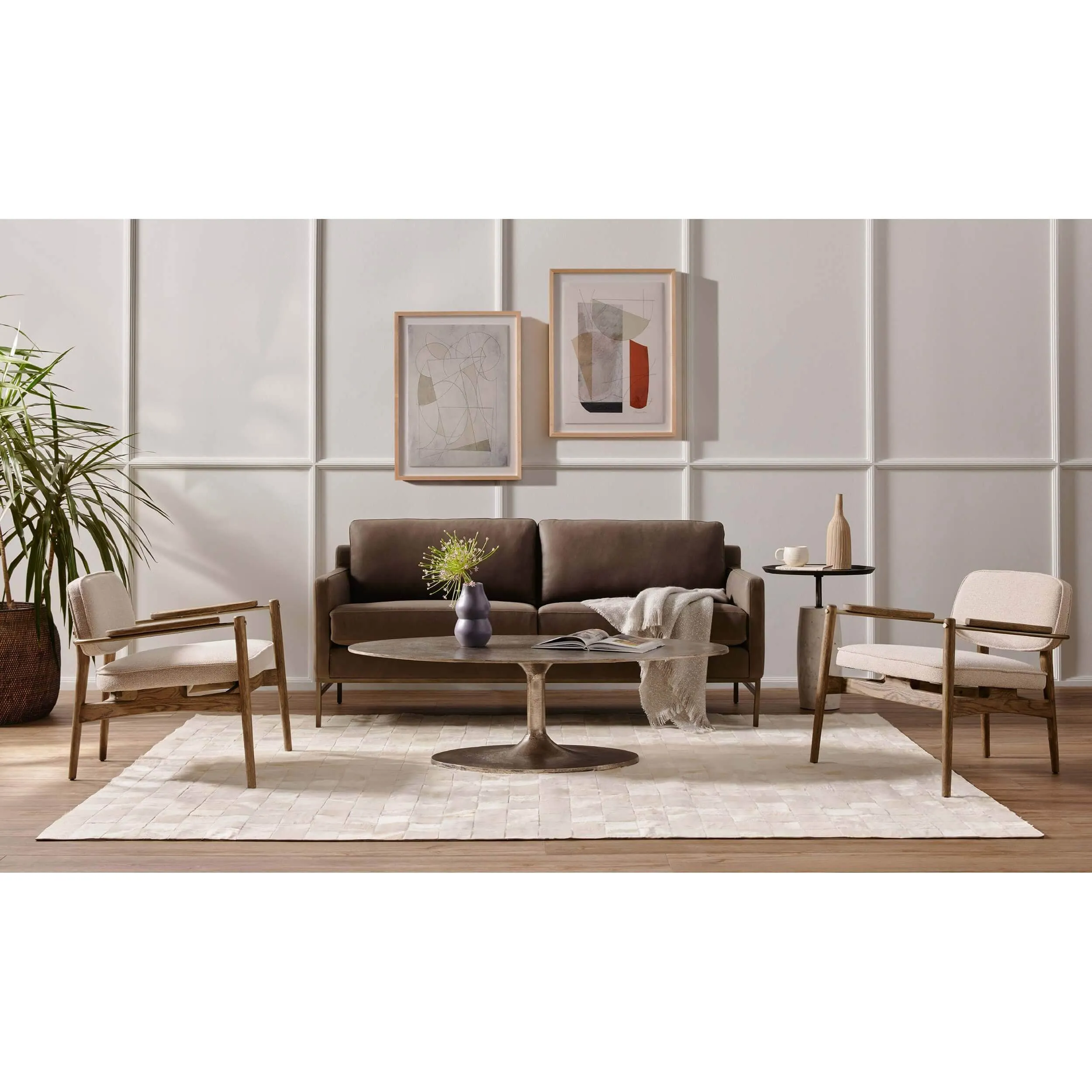 Vanna Leather Sofa, Umber Pewter