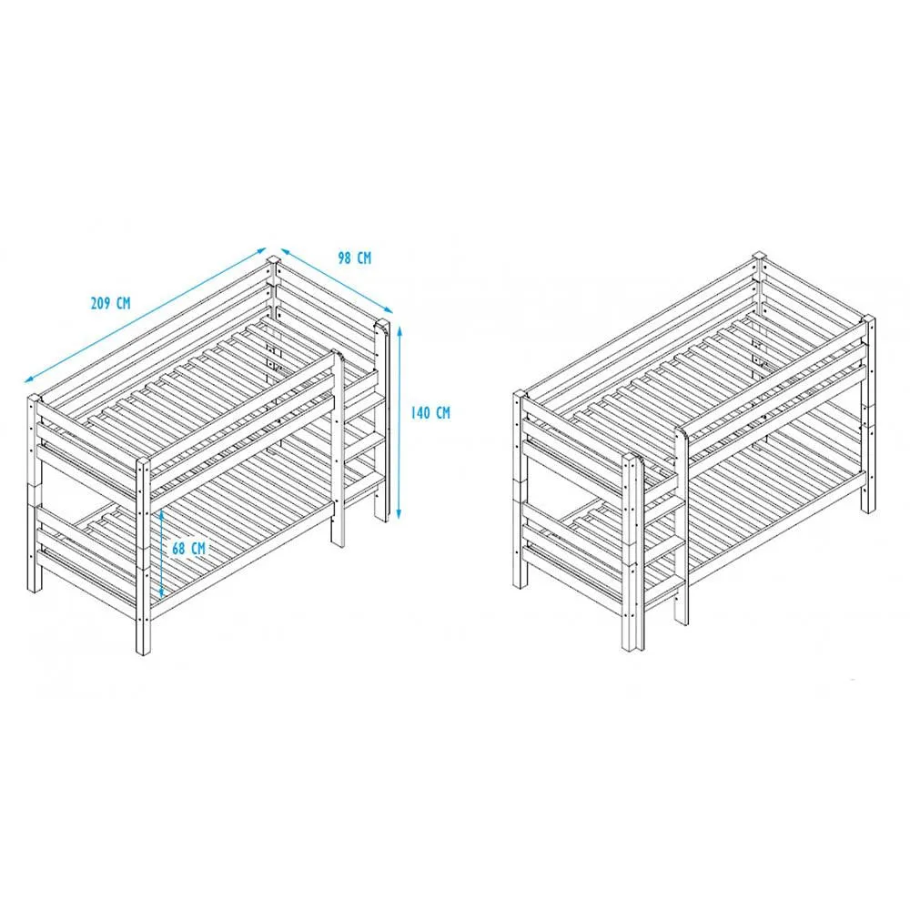 White Bunk Beds 140cm - Beni Solid Beech