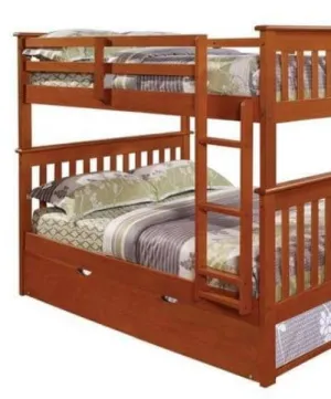 Zachary Full Espresso Bunk Beds for Kids with Trundle